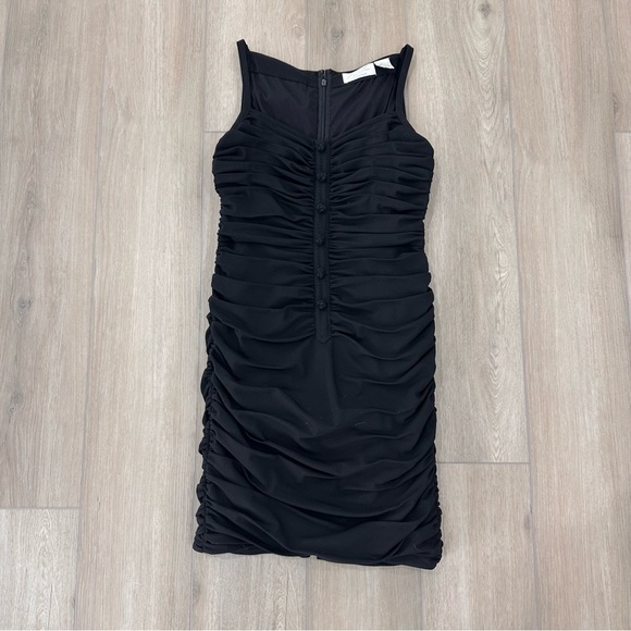 Byron Lars beauty mark ruched fitted stretchy sleeveless dress black sz 4 - Picture 1 of 7